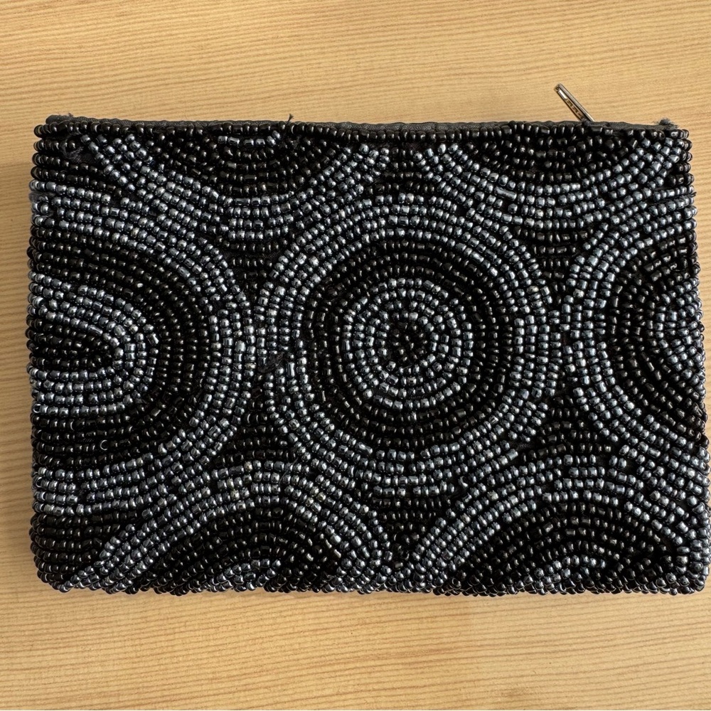 Elegant Black Beaded Clutch